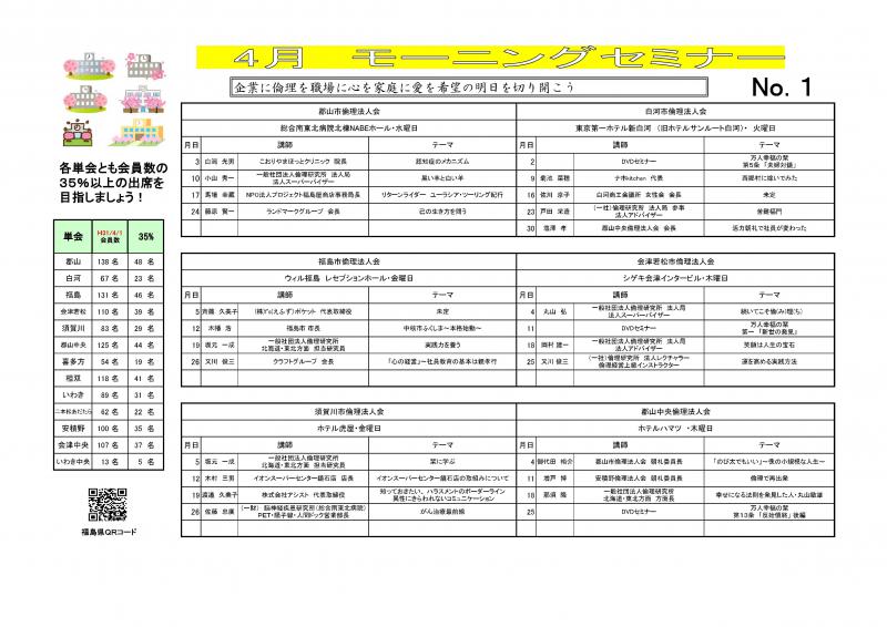 <無料> 経営者モーニングセミナー 4月【福島県内13会場全予定】