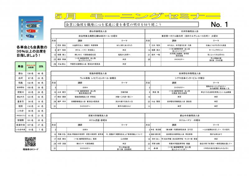 <無料> 経営者モーニングセミナー 5月【福島県内13会場全予定】