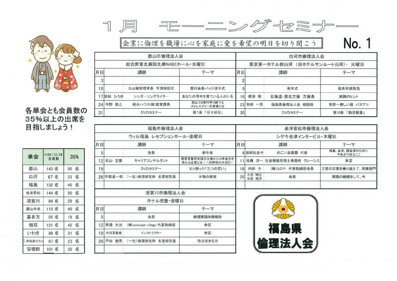 ＜無料＞　経営者モーニングセミナー　1月　福島県内11会場全ての予定
